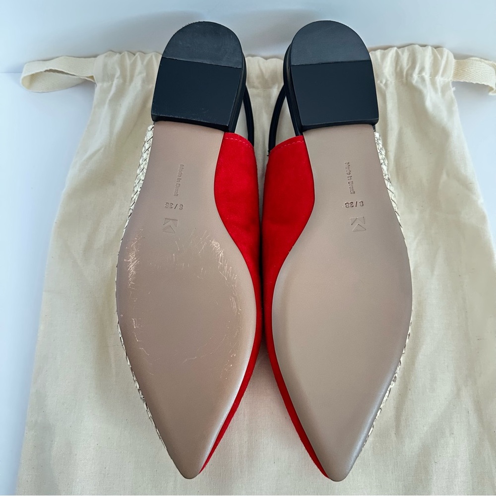 Mercedes Castillo Evetta Slingback Flats in Red + Snake Print | 8M EUR 38 | NWOT - Picture 7 of 13